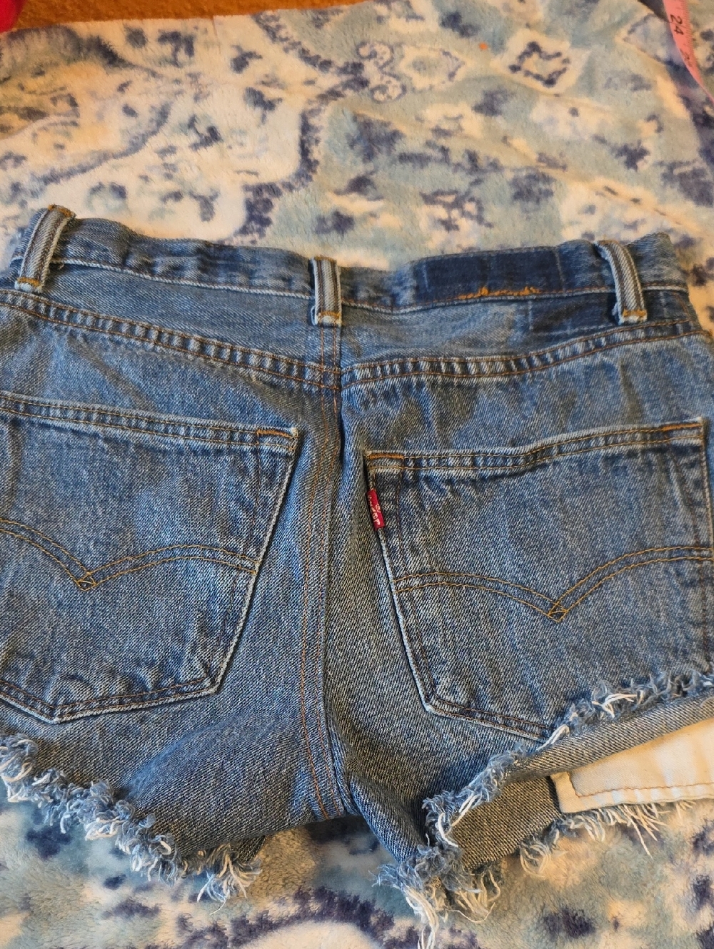 Levi's Frayed Hem Denim Cutoff Shorts - Blue